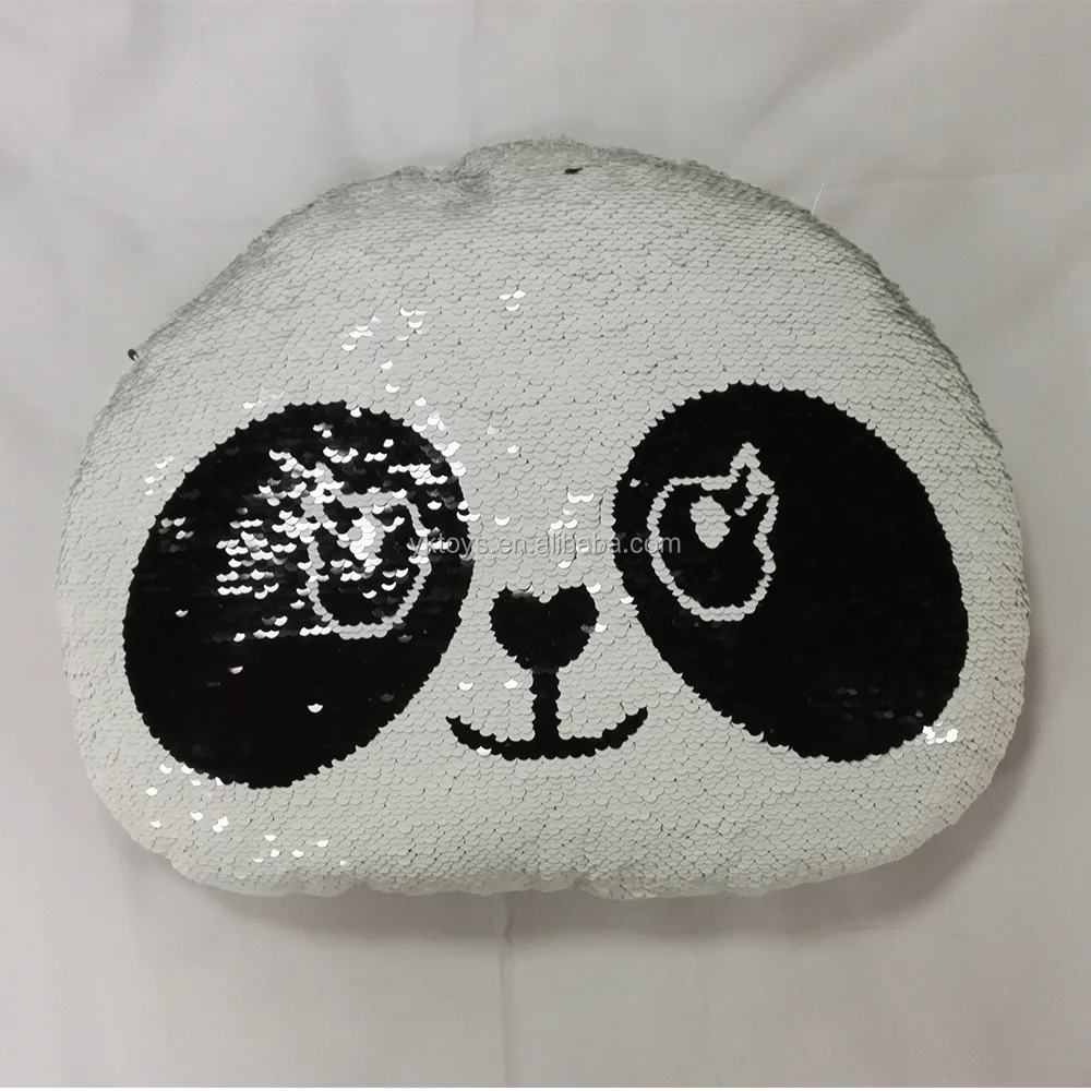 sequin panda pillow