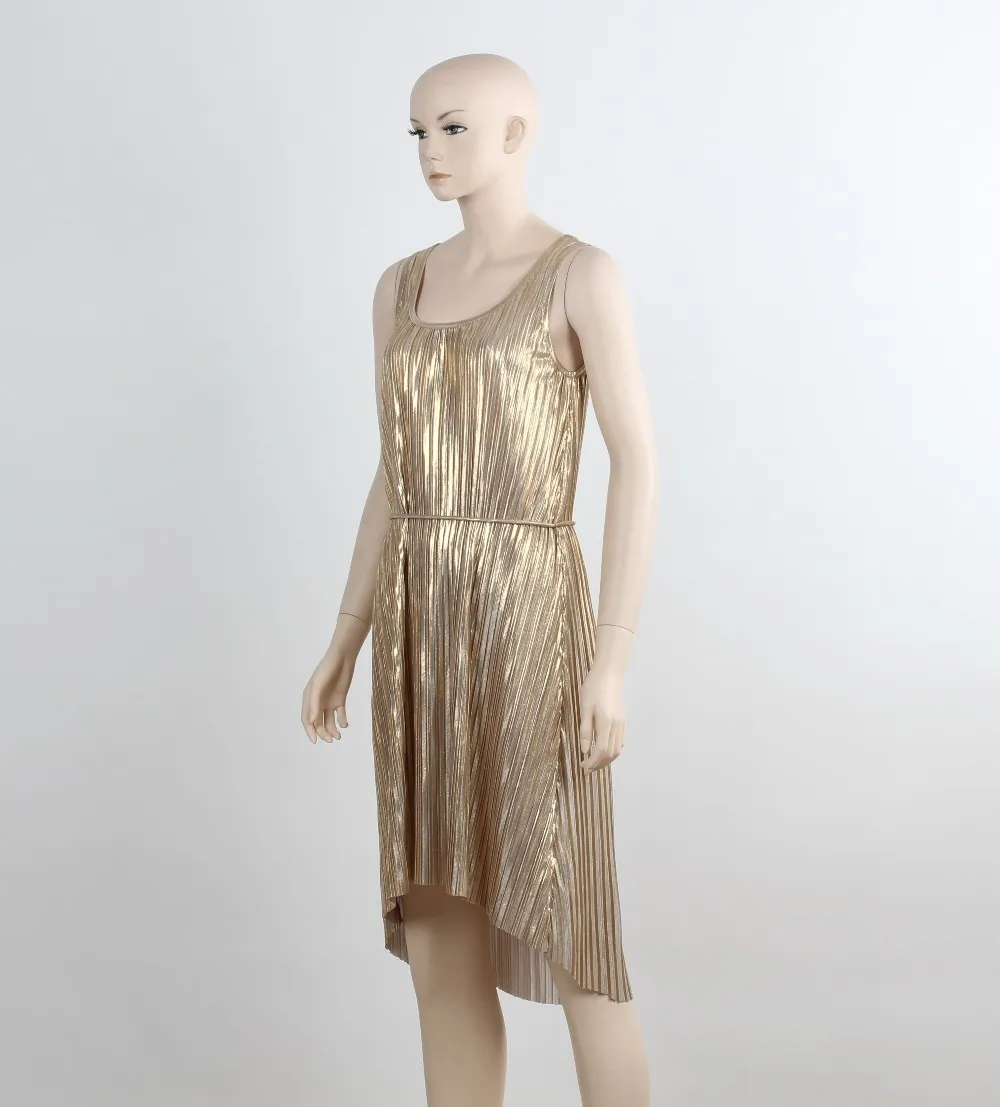gold pleated gown