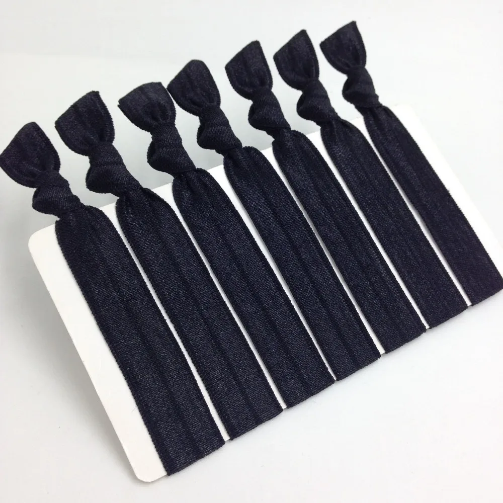 5/8" Fold Over Elastic Band Knotted Hair Tie Black Hairband Foe