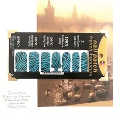 Blue Simple Line Nail Arts Sticker 14 pcs set Waterproof Nail Decal Art Sticker Gel Polish