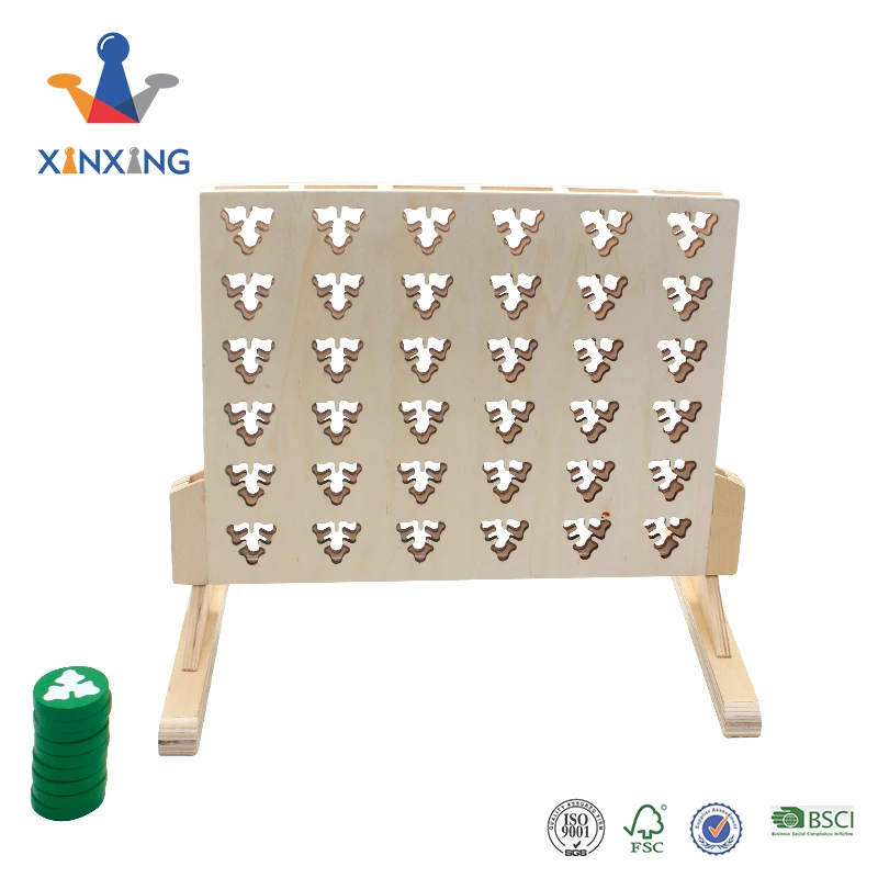 Classic Game Educational Wooden Connect 4 In A Row Game With Butterfly