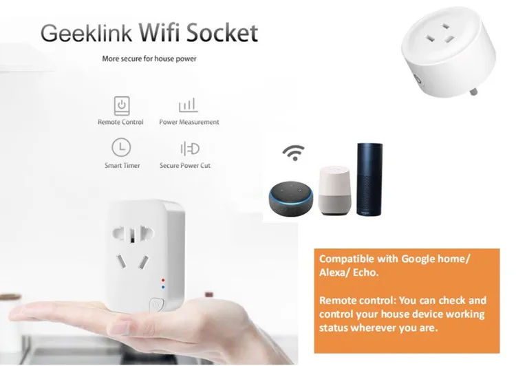 Geeklink DIY Wireless Smart Home Devices Thinker mini security alarm system USA standard WiFi power socket home automation kit