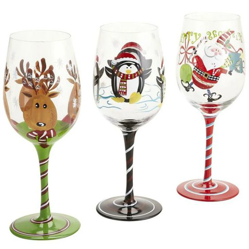 Custom Christmas Painted Wine Glasses Buy Unique Wine Glasses,Hand