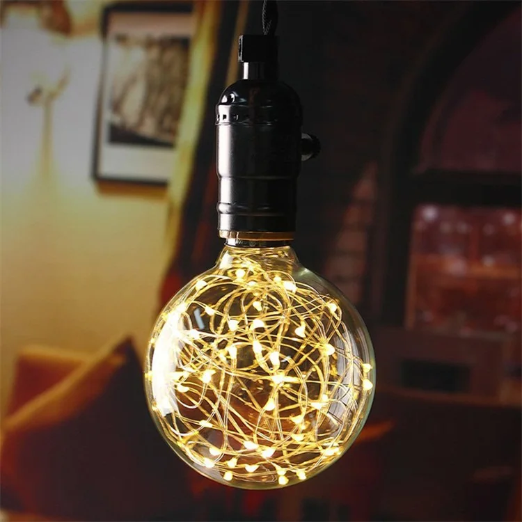 LED Globe Edison Light Bulb copper wire bulb String Lights 1.2-1.5W G80 E27 Bulbs for Home Festival Decoration