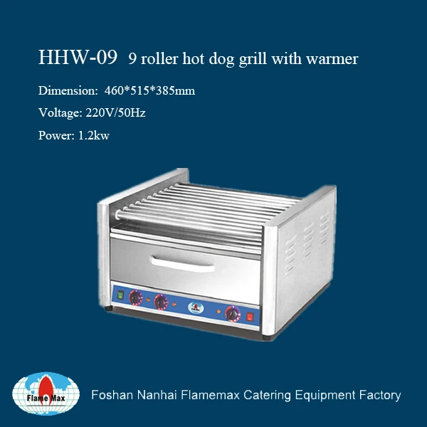 9- Roller Electric Commercial Snack Machine Hot Dog Sausage Roller Grill for Sale