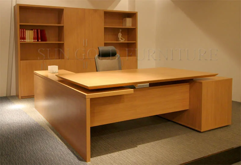 Lujo moderno u oficina escritorios forma con estantería (SZ-ODB355