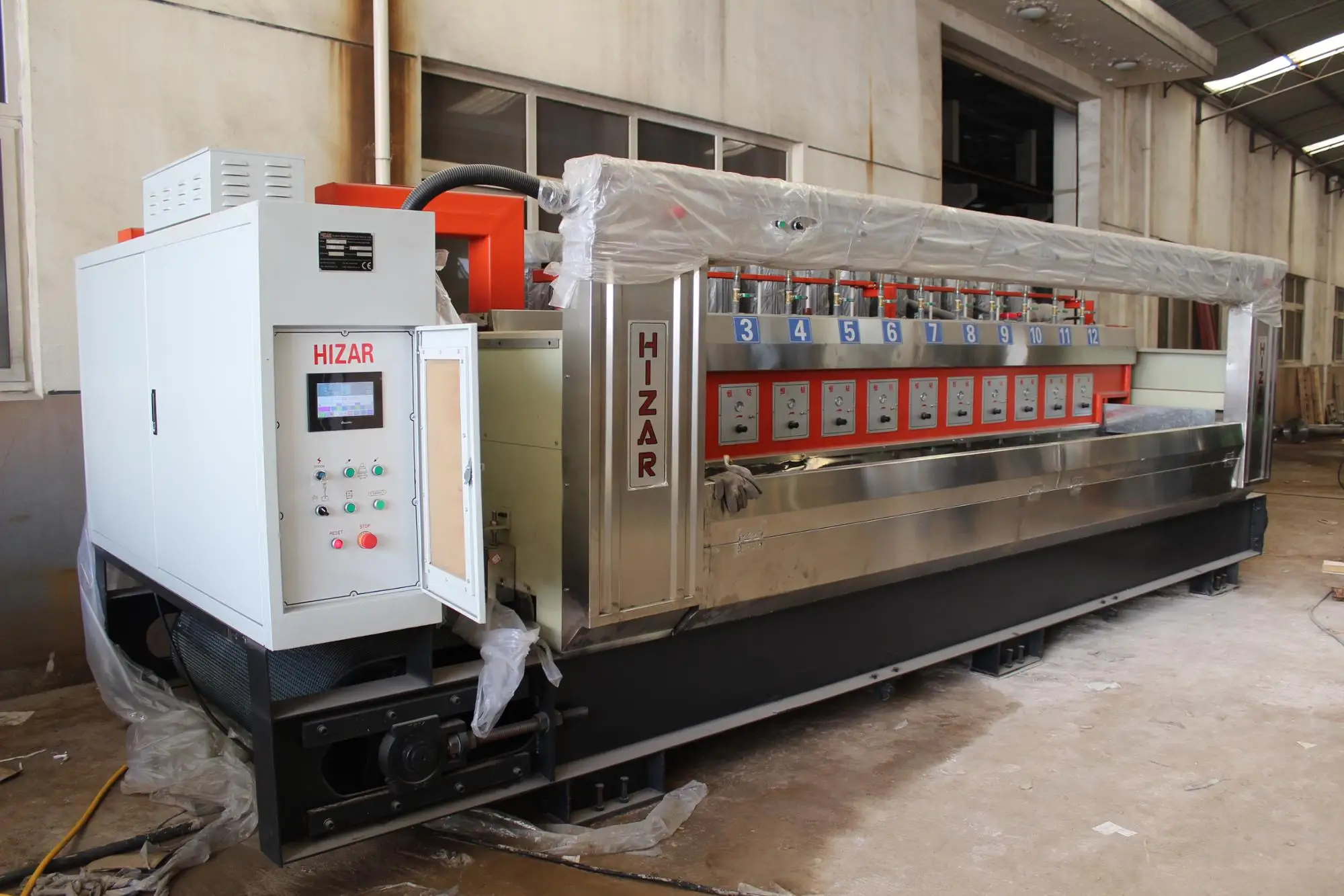 hizar hzdm12 全自动大理石花岗岩板坯线石材抛光机