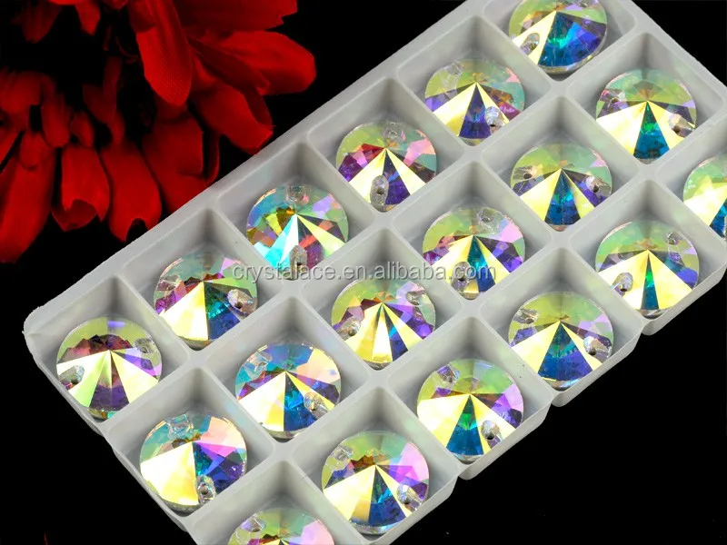 Best quality rivoli round crystal AB sew on stones , sew on rhinestones for dance wear