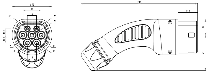 Тип 2 no 366806. Разъем Type 2 Mennekes. Type 2 Mennekes чертеж. Type 2 Mennekes схема. Type 2 to Type 2 Charging Cable.