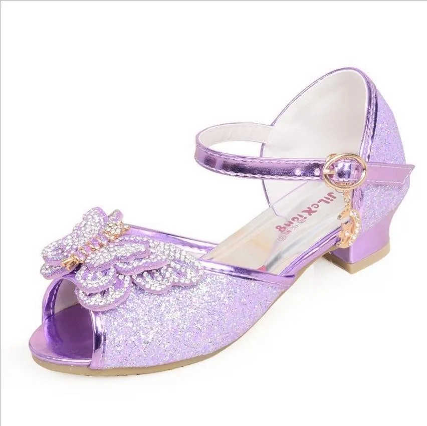 Zh0370x Summer Children's Sandals Little Princess Shiny Silver Purple ...