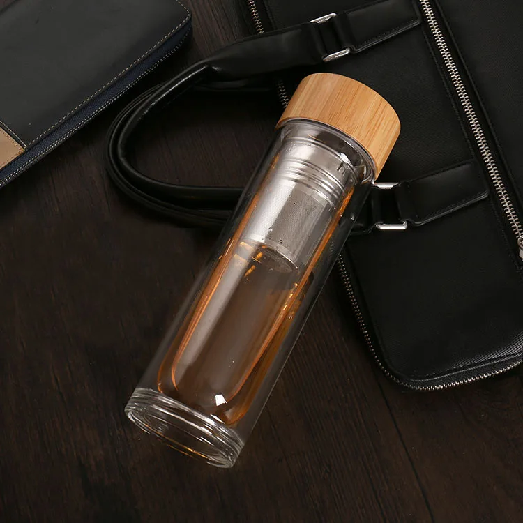 400 مللي/500 مللي 2018 أحدث موضة زجاج مزدوج الجدار مع إبريق الشاي/كوب السفر