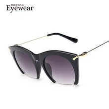 Brand half rim Sunglasses CAT EYE Sun shades lenses Half frame goggles Women Tinted Sun wear Black Party sunglass Metal 2014 new