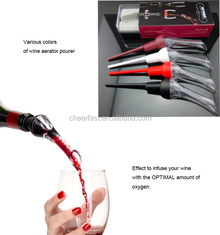 Portable Top Wine Aerator And Plastic Pour Spout Clean Acrylic Material Red Wine Bottle Instant