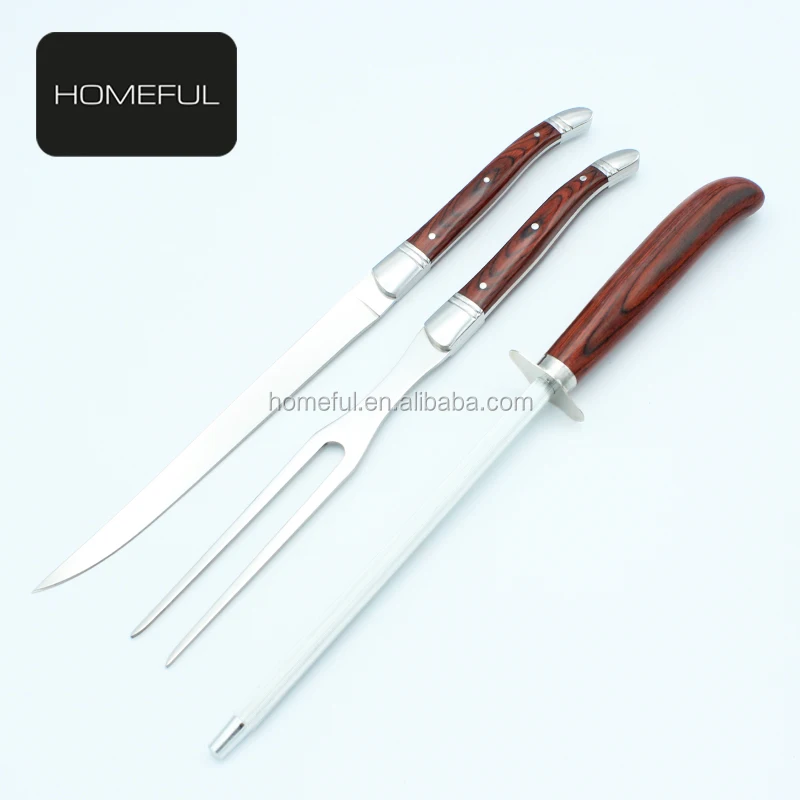 3 Piece Stainless Steel European Style Carving Knife Set With Fork And Sharpener - Buy Carving 