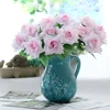 Shininglife Brand wholesale 7heads triangle silk roses artificial flower roses bouquet for wedding