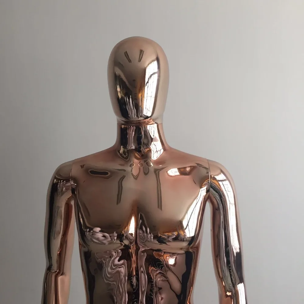 Golden Color Chrome Man Mannequins Standing Style Egghead Model Full