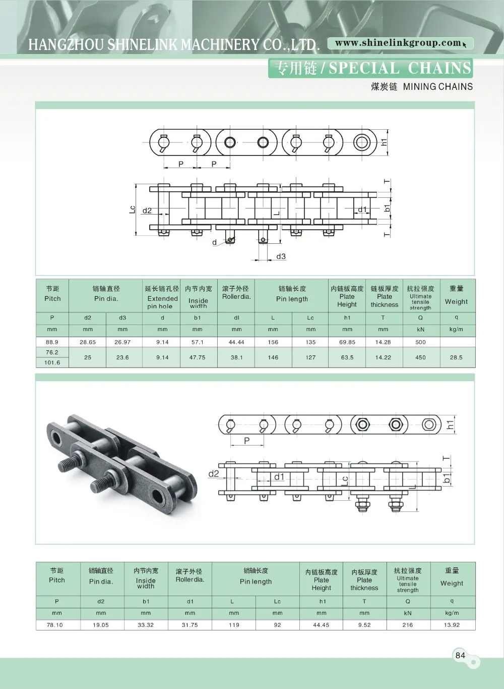 Continuous Miner Chain - Durable, Nonstandard, 120000 Lbs Tensile Strength