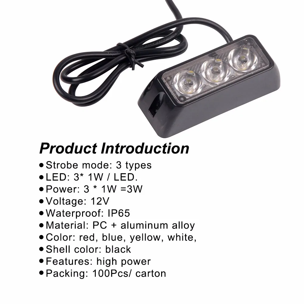 Motorcycle Light 12v 3w 3led Motorcycle Led Strobe Light Waterproof Motorcycle Strobe Light