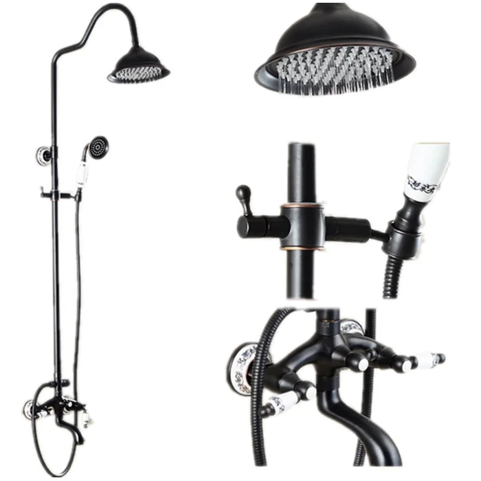 Antique Brass Sanitary Ware Shuc Shower Head Holder Black Shower Column Set Buy Sanitary Wares