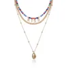 Ethic Multi-color Beads Summer Jewelry Design Shell Charm Multi-layer Necklace Pendant