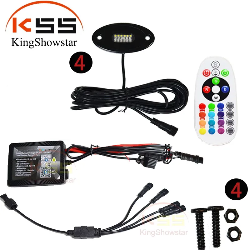 4PCS RGBW LED Rock  ATV 4x4 OffRoad Truck Trail Fender Underbody Lights