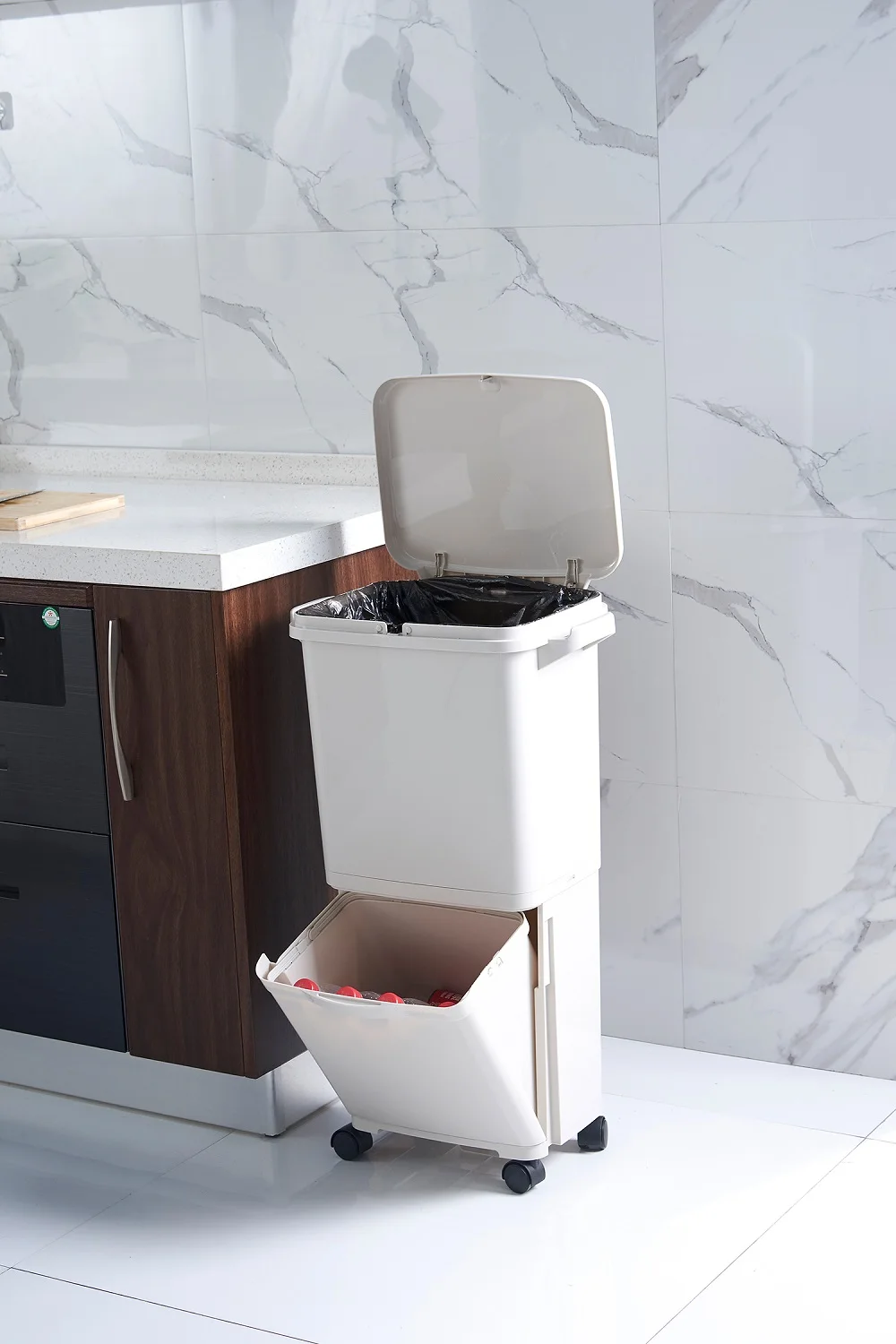 Japanese Style Household Dustbin Double Layer Can Be Classified Trash