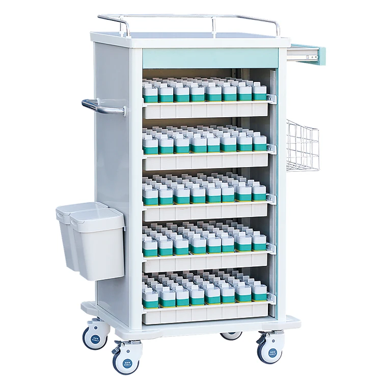 Hot sales ABS plastic steel medical equipment mobile medicine crash trolley cart in hospital