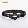Black Braided Leather Logo Custom Hook Bracelet
