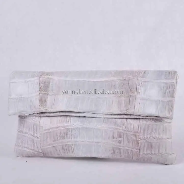 Soft crocodile fold over clutch bags women luxury oversize clutches real crocodile leather lady  clutch bag white women purse