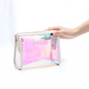 Cosmetic Pouch Makeup Bag Fashion Clear Pvc Holographic Hologram Bags