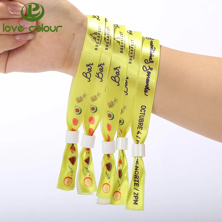 Popular Custom Concert Ticket Polyester Printed Wristband With One Time