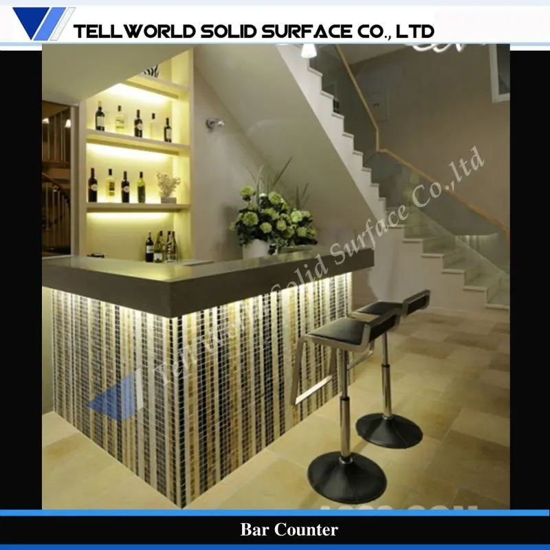 Tw hermosa maquina piedra artificial barra de mostrador en forma de l