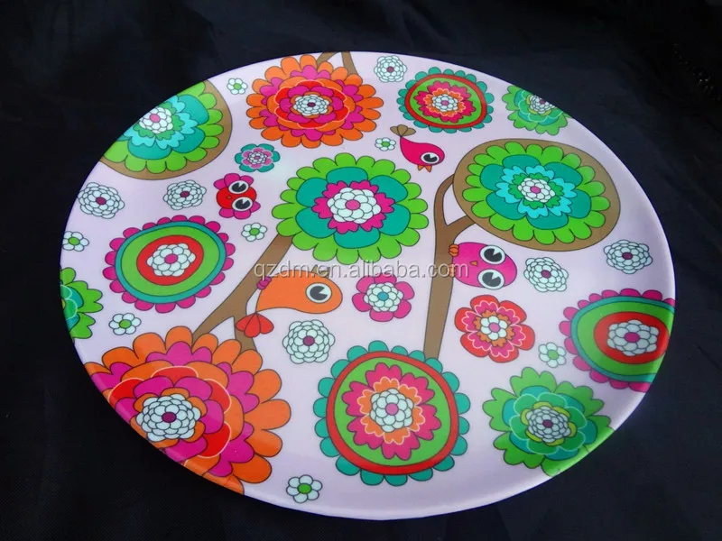 Cute Design Melamine Round Dish,Decorative Dinner Ware