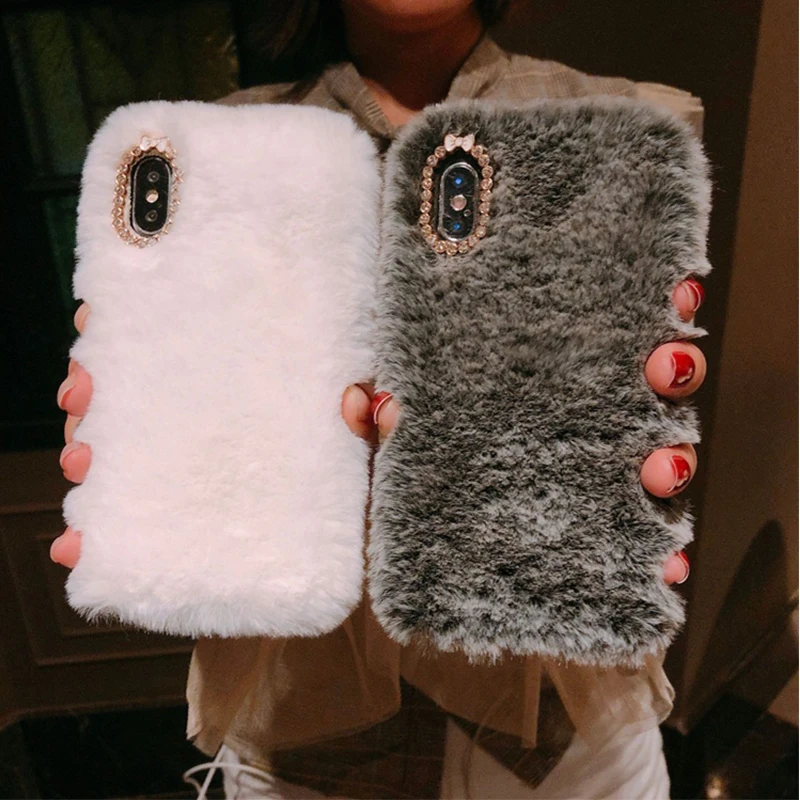 factory price winter rabbit fur case phone case cover for iphone xs max