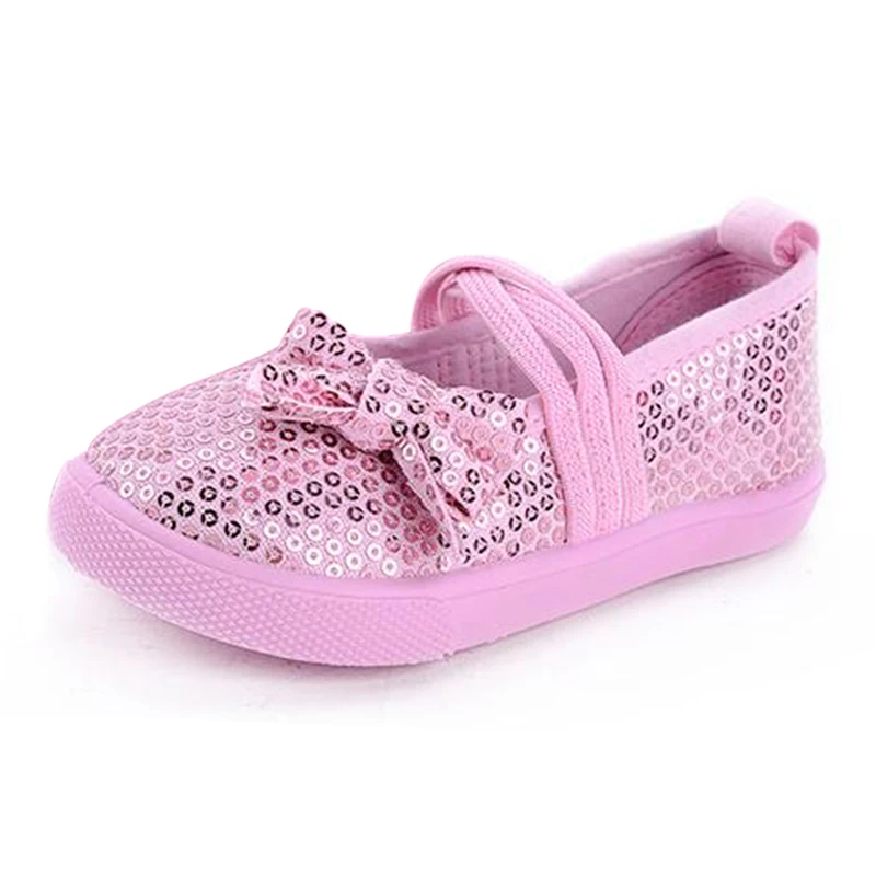 Hot selling four seasons all match child canvas single children shoes paillette girls shoes princess shoes
