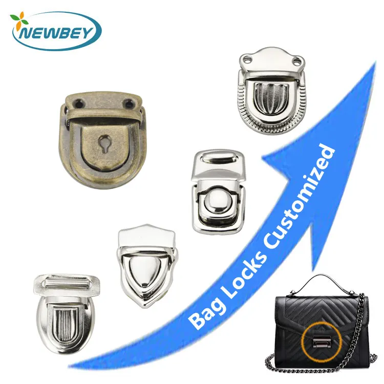Wholesale Custom Handbag Hardware Accessories Bag Metal Fittings Push Button Lock For Handbags
