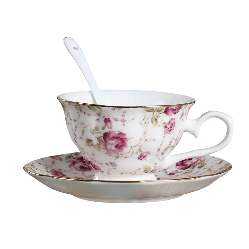 Luxury Rose Pattern Simple Ceramic Coffee Cup And Saucer Buy Cups And Saucers,Coffee Cup And
