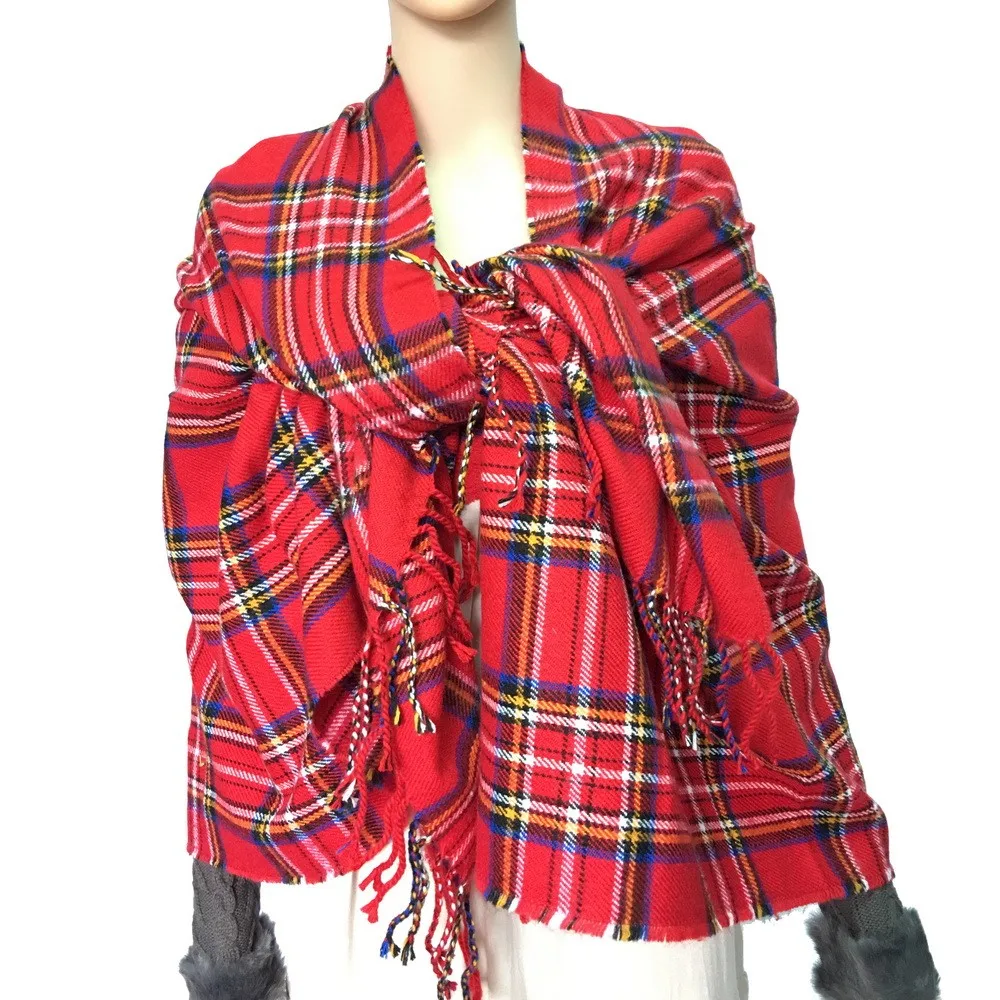 Woven Neck Chief Tartan Red Plaid Scarf Winter Scarf Check Scarf - Buy ...