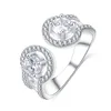 LZESHINE New Product Double Zircon Adjustable Brass Engagement Ring