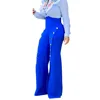 Fashion women casual decorate button slit flared trousers hollow out wide-leg pants lady bell-bottoms 2008