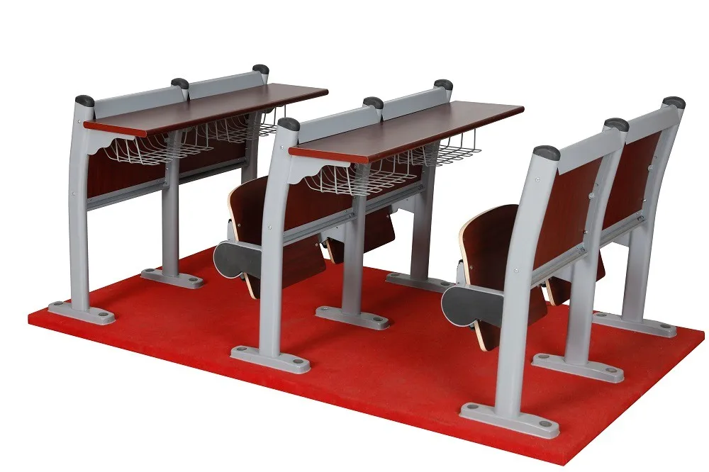 University Classroom Furniture Combined Wooden Desk And Chairs For