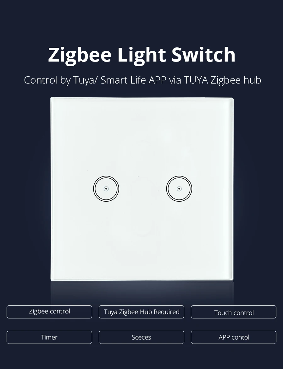 Zigbee UK 86mm Single Fire Light Switch 2 gangs Switches tuya zigbee hub Control - ANKUX.COM