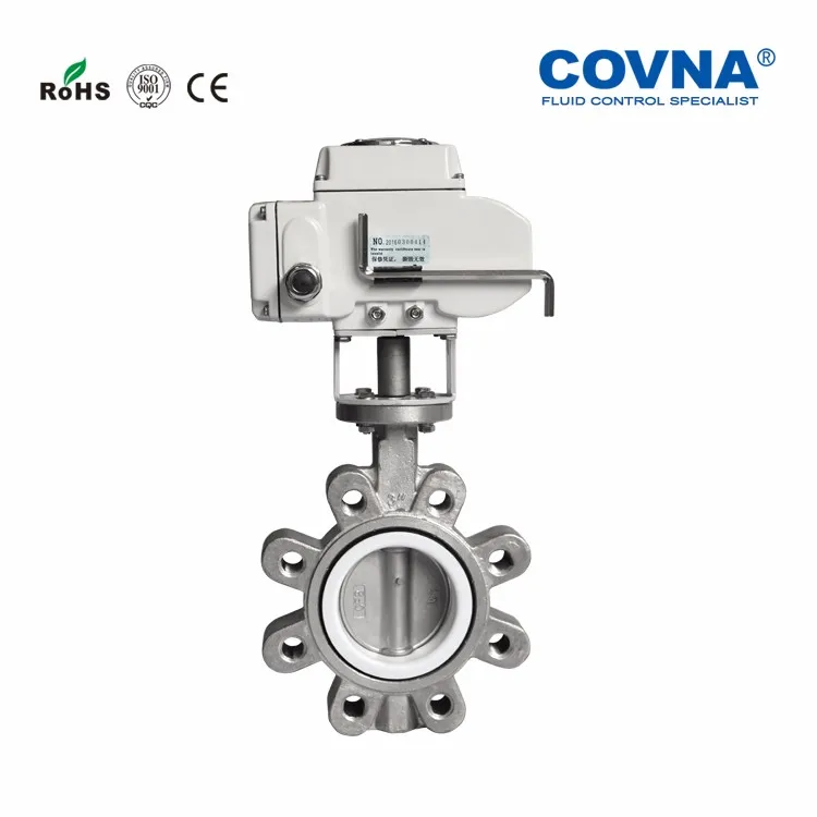 Covna Chinese Actuated Valves 220v Dn100 4 Inch Class 150 Ptfe Lined