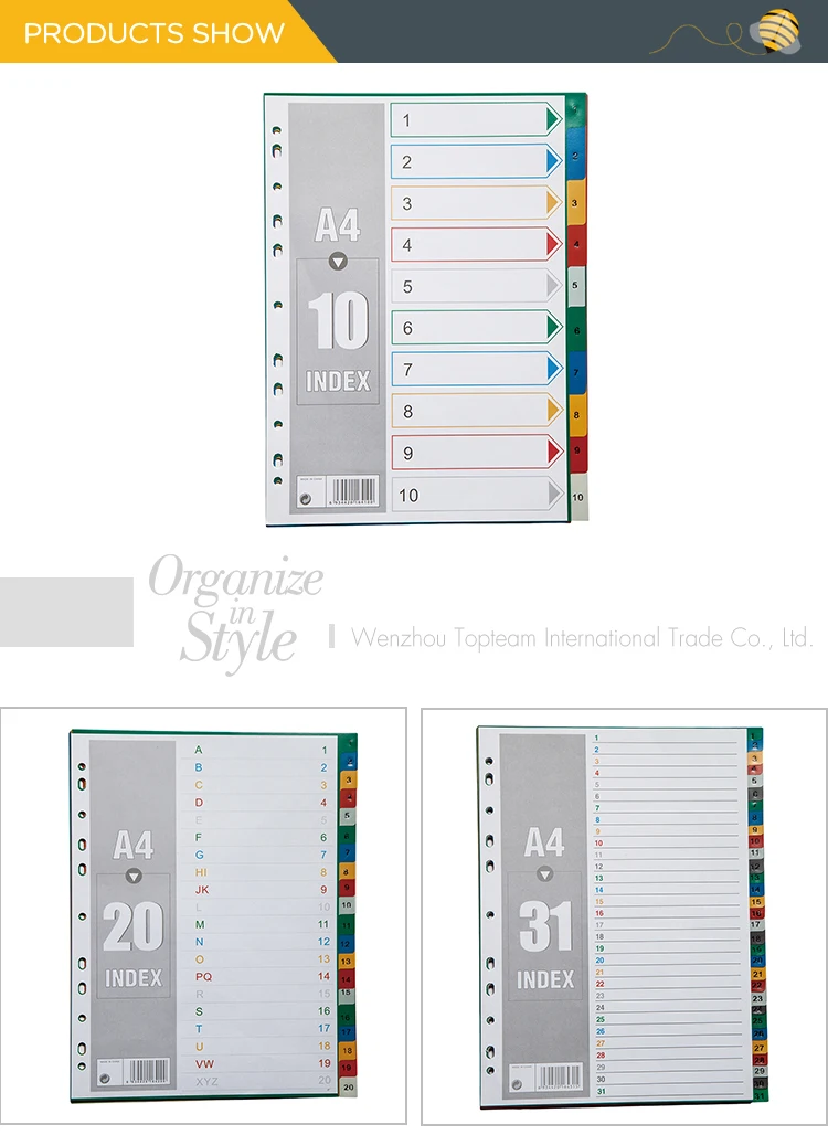 High Quality A4 Size Paper File Index Dividers Buy File Index