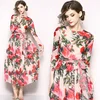 Spring Vintage Women Clothes Print Dresses Big Swing Floral Casual Dress