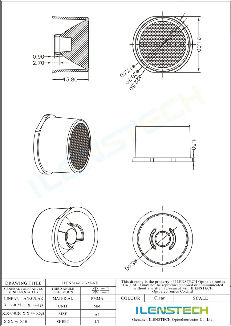 Cylindrical integrated led lenses for spotlight 25 degree floodlight lens