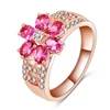 LZESHINE Hot sale austrian crystal flower shape rose gold ruby diamond engagement wedding women ring