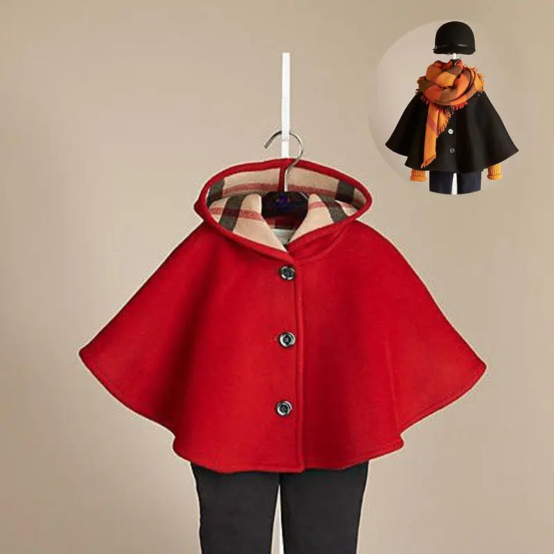 Baby Girls Toddler Autumn Winter Hooded Coat Cloak Outerwear Clothes 2 7 Years Trench Outerwear Coats