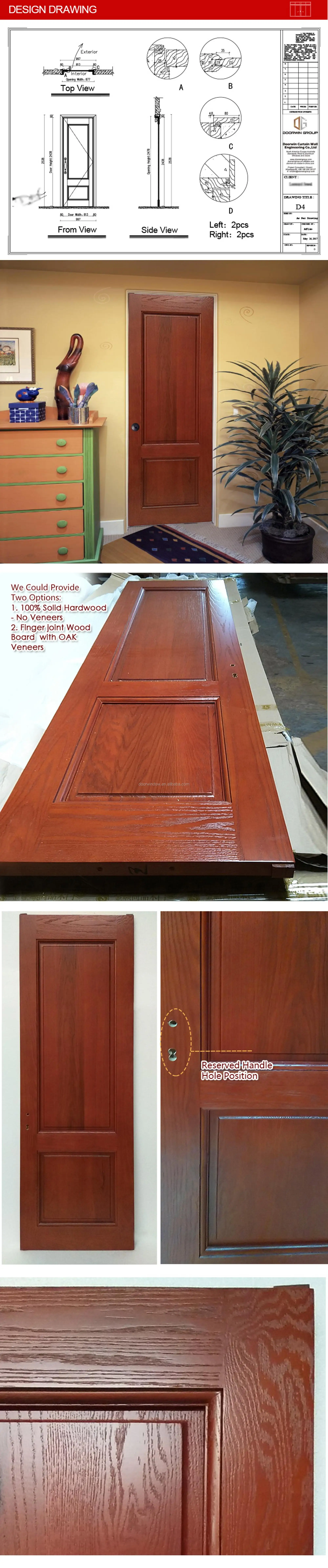 Latest Design Solid Wooden Interior Room Door right handed inswing wooden cafe doors