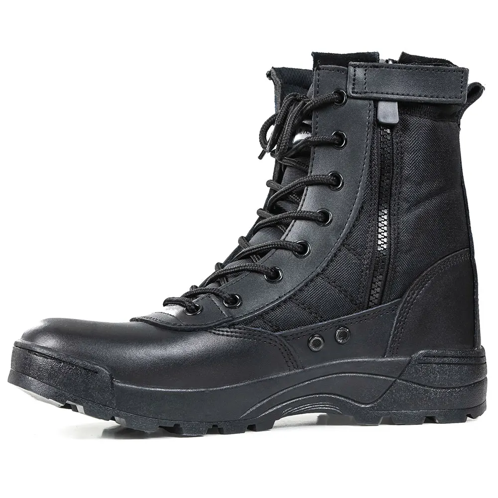 black tactical boots with zipper